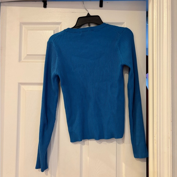 Mango Vibrant Blue Ribbed Long Sleeve Top - Picture 5 of 5